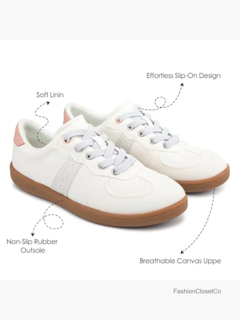 Slip On Canvas Fashion Sneakers - Comfortable Low Top Walking Tennis Shoes - Picture 6 of 7